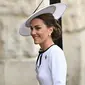 Kate Middleton tiba untuk upacara Trooping the Color di Horse Guards Parade, London, Sabtu (15/6/2024). (Yui Mok/PA via AP)