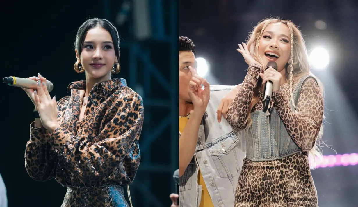 Anya Geraldine dan Bunga Citra Lestari ternyata punya kesamaan selera soal busana panggung. Keduanya nampak tampil kembar kenakan dress animal print [@anyageraldine @itsmebcl]