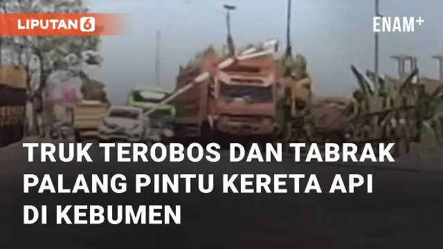 Truk menabrak palang pintu kereta api yang sedang menutup. Peristiwa ini berada di Karanganyar, Kebumen