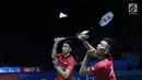 Ganda putra Indonesia, Fajar Alfian/M Rian Ardianto saat melawan Liu Cheng/Zhang Nan (China) pada 8 besar Indonesia Open 2018, Istora GBK, Jakarta, Jumat (5/7). Fajar/Rian unggul 21-18, 18-21, 25-23. (Liputan6.com/Helmi Fithriansyah)