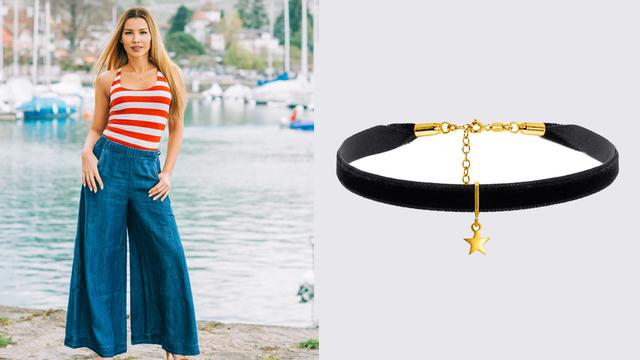 Ilustrasi gaya 90s dengan wide legged jeans