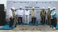 Peletakan batu pertama atau Groundbreaking Proyek PSEL TPPAS Legok Nangka, Bandung, Jawa Barat. (Foto: Liputan6.com/Devira P)