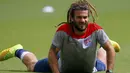 Gelandang AS, Kyle Beckerman, tampil dengan rambut gimbal ala penyanyi raggae di sepanjang berlaga di Piala Dunia 2014. (REUTERS/Brian Snyder) 