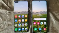 Huawei P40 Pro Plus dan Galaxy S20 Ultra, dari segi layar Galaxy S20 Ultra lebih luas (Liputan6.com/ Agustin Setyo W)