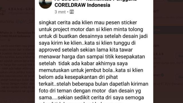 Curhatan terkait desain stiker Gesits untuk PLN yang bermasalah ini diposting oleh pengguna Facebook bernama APutra Jr (Ist)