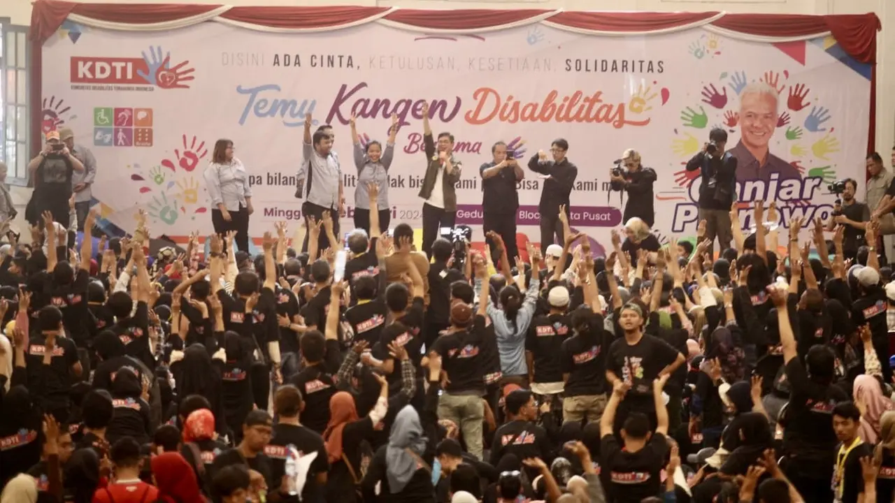 Pasangan calon Ganjar Pranowo dan Mahfud MD mendapatkan dukungan dari sejumlah massa dari komunitas disabilitas.