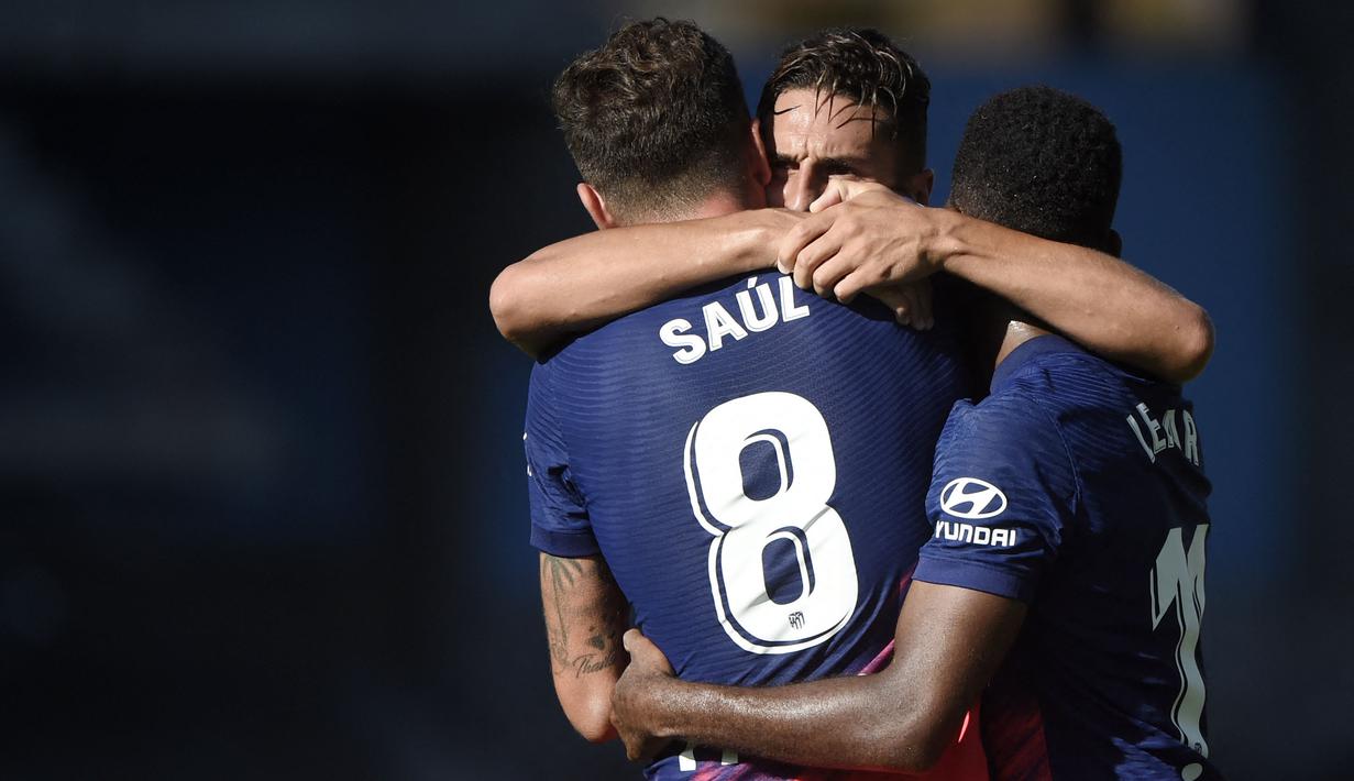 Dengan kemenangan ini, Atletico Madrid sementara berada di peringkat kedua papan klasemen Liga Spanyol dengan poin tiga, kalah selisih gol dari sang rival sekota, Real Madrid yang bertengger di puncak. (Foto: AFP/Miguel Riopa)