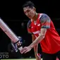 Tunggal putra Indonesia Jonatan Christie beraksi di Thailand Open 2021. (BWF-limited access)