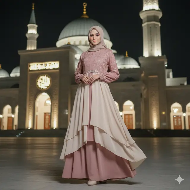 Model Gamis Kombinasi Ceruti