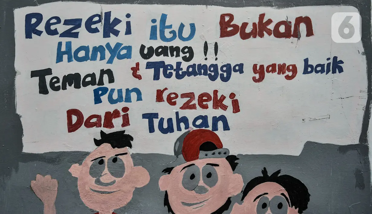 Mural kata-kata motivasi di salah satu gang Kampung Sehat di Utan Kayu Selatan, Jakarta, Rabu (11/11/2020). (merdeka.com/Iqbal S. Nugroho)