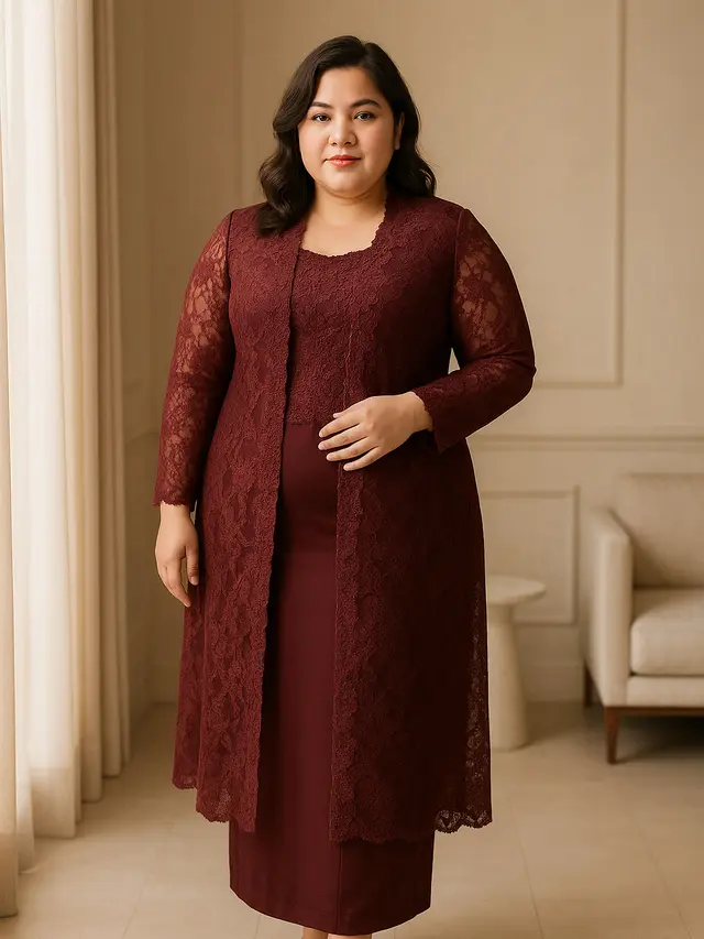 Model Kebaya Panjang Brokat untuk Orang Gemuk