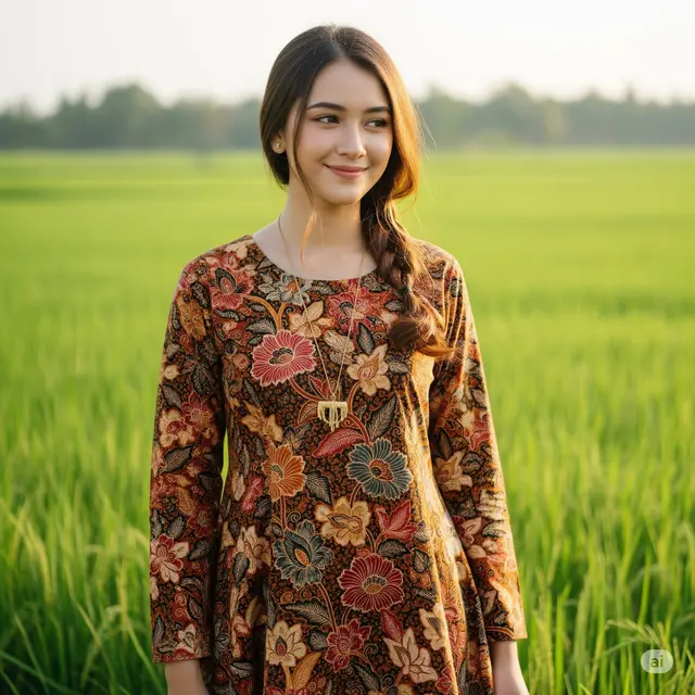 Model Baju Batik Wanita Lengan Panjang. Foto: Gemini