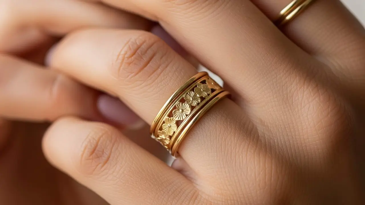 Model Cincin Emas Layer Cocok untuk Stacking Ring