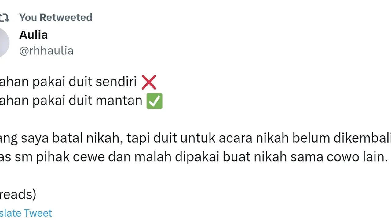 Viral Pria Batal Menikah, Uang Belum Kembali Malah Dipakai si Wanita Menikah dengan Pria Lain