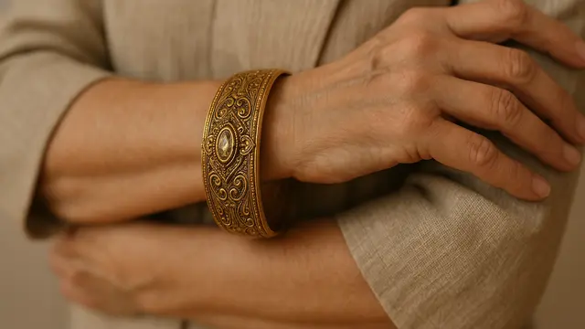 Model Gelang Emas Besar untuk Ibu-Ibu 50 Tahun/ Ilustrasi gambar oleh AI