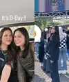 Penyanyi Raisa Andriana turut hadir mengenakan kaos merchandise Suga BTS, dipadukan long pants, dan bucket hat.