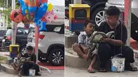Viral, Kakak Ajari Adiknya Membaca Iqra Sambil Berjualan Balon