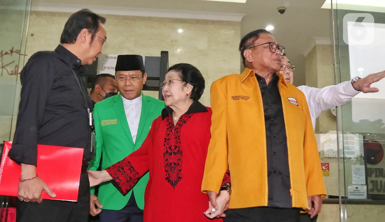 Agenda pertemuan tersebut bagian dari konsolidasi partai politik pengusung Ganjar Pranowo sebagai capres di Pilpres 2024. (Liputan6.com/Angga Yuniar)