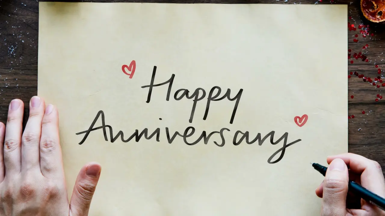 Ilustrasi happy anniversary, ulang tahun pernikahan