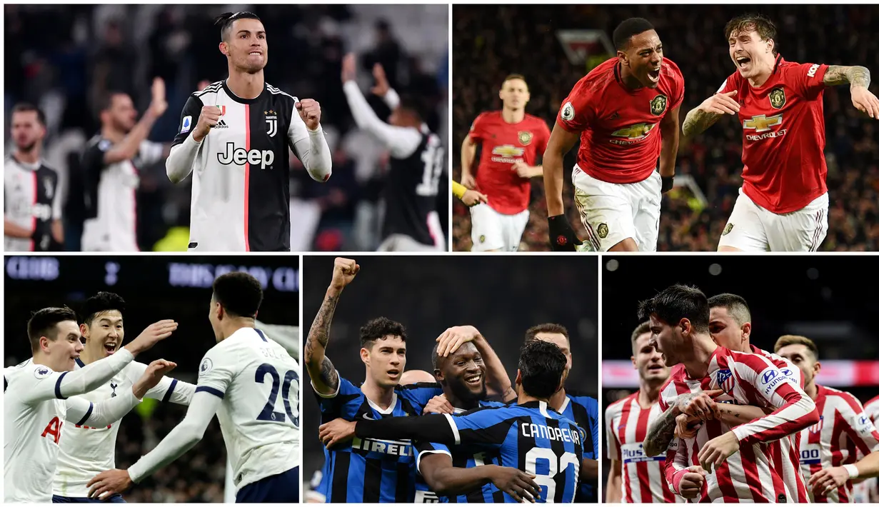 Berikut ini daftar klub raksasa Eropa yang ternyata terlilit utang besar. Diantaranya, Manchester United, Atletico Madrid hingga Juventus. (Kolase Foto-foto AP/AFP)
