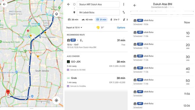 Memantau rute dan jadwal MRT Jakarta lewat Google Maps (Liputan6.com/ Agustin Setyo W)