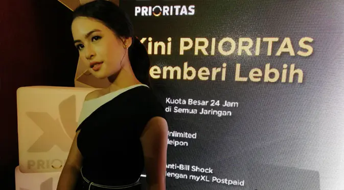 Maudy Ayunda sebagai Brand Ambassador baru XL Prioritas. Liputan6.com/ Andina Librianty