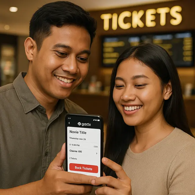 Beli tiket bioskop secara online (Foto: ChatGPT)