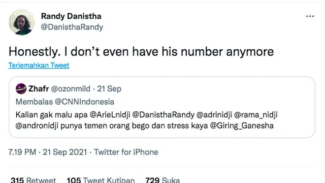 Pemain synthesizer Nidji, Randy Danistha mengaku sudah tidak memiliki kontak Giring Ganesha.