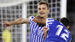 Diego Llorente. Bek tengah jebolan Akademi Real Madrid ini total 3 musim memperkuat Real Sociedad mulai 2017/2018 usai didatangkan dari Real Madrid. Usai tampil 88 laga dengan mencetak 8 gol dan 2 assist, ia dilepas ke Leeds United pada awal 2020/2021 dengan nilai 20 juta euro. (AFP/Ander Gillenea)