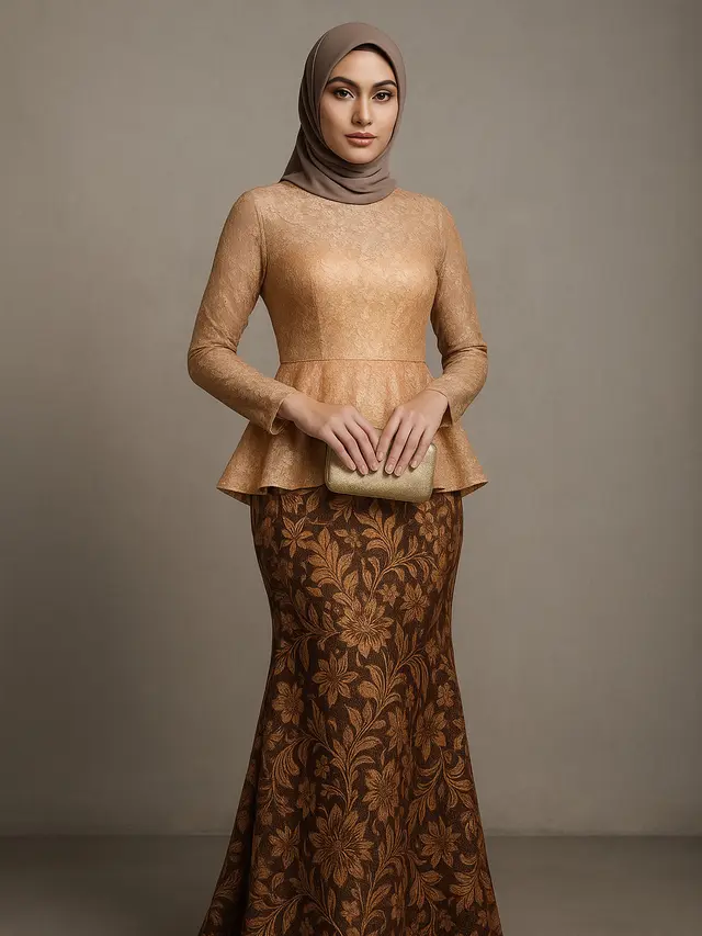 7 Model Dress Batik Peplum Kombinasi Brokat, Bikin Siluet Tubuh Lebih Proporsional