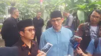 Ustaz Yusuf Mansur bertemu Sandiaga Uno. (Liputan6.com/Delvira Chaerani Hutabarat)
