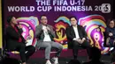 CEO VIP (Visual Indomedia Produksi) Indra Yudhistira (kedua kiri), Menteri BUMN Erick Thohir (kedua kanan), Direktur Programming SCM Harsiwi Achmad (kanan) memberikan keterangan saat konferensi pers SCM Grup Official Broadcater FIFA U-17 World Cup Indonesia 2023 di Hall Lantai 8 SCTV Tower, Jakarta, Selasa (3/10/2023). (Liputan6.com/Faizal Fanani)