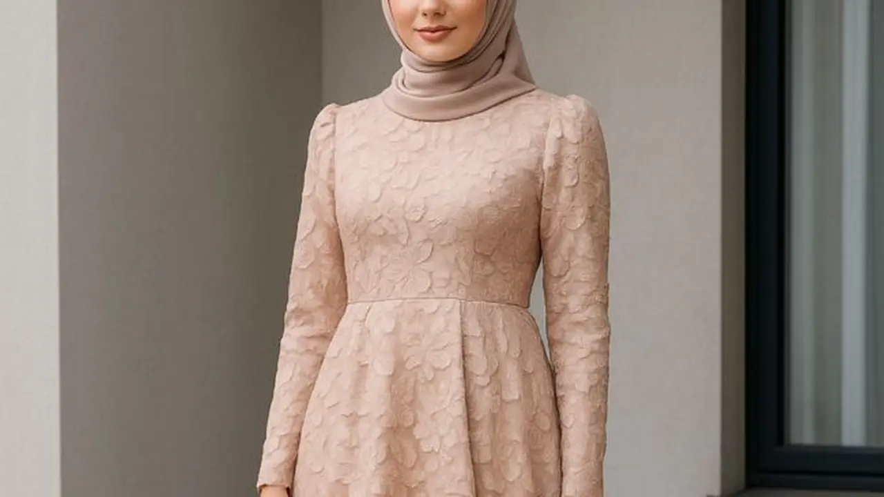 Ilustrasi Gamis Brokat Full Layer (Sumber Gambar: ChatGPT)