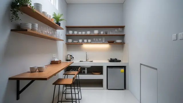 Dapur Minimalis Bar Menyatu dengan Dinding