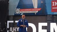 Ketua Umum Partai Demokrat Agus Harimurti Yudhoyono (AHY)&nbsp;saat berpidato di Kantor DPP Partai Demokrat, Jakarta, Jumat (8/3/2024). (Merdeka.com/Alma Fikhasari)