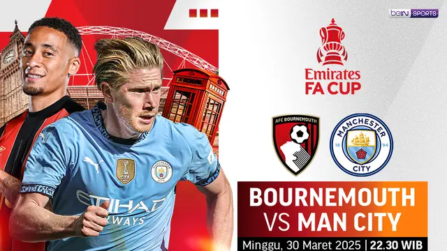 Live Streaming FA Cup: Bournemouth vs Manchester City pada Babak Quarter Final di Vidio