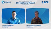 Peluncuran fitur kolaborasi Blue Bird dan BCA Mobil pada Senin (17/1/2022) (Foto: tangkapan layar/Pipit I.R)