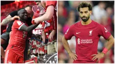 Foto kombo Sadio Mane (kiri) dan Mohamed Salah pada laga perdana Liverpool dan Bayern Munchen di musim 2022/2023. Salah berhasil mencetak gol tapi Liverpool ditahan imbang Fulham 2-2. Sedangkan Sadio Mane berhasil mencetak gol debut dan Bayern Munchen menang telak 6-1 atas Eintracht Frankfurt. (Foto: AFP/Christof Stache, AP/Jon Super)