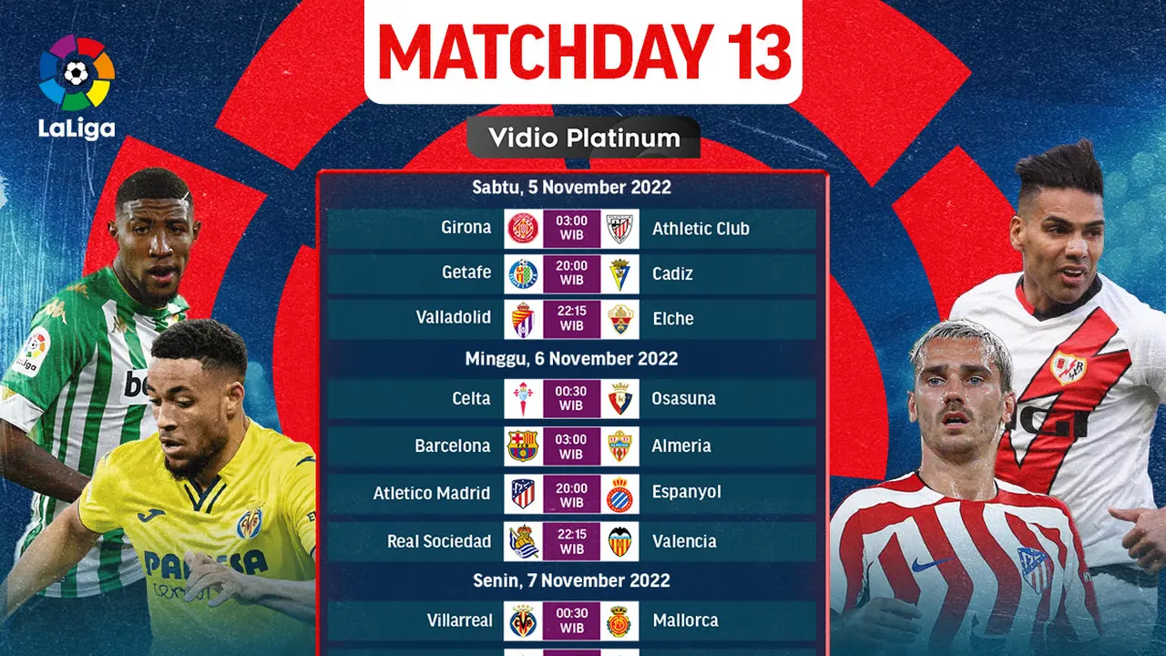 Jadwal dan Live Streaming Liga Spanyol 2022/2023 Matchday 13, 5-8 November 2022