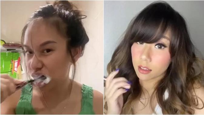 Eks Personel Cherrybelle lakukan #PassTheBrushChallenge. (Sumber: Instagram/@margareth_angelina)