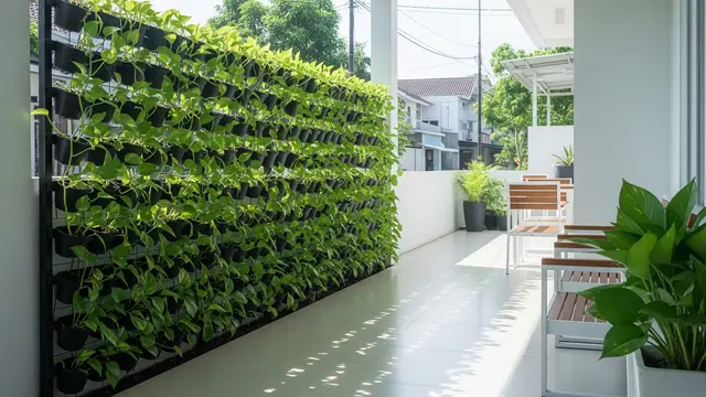 Ide Teras dengan Pagar Tanaman Sirih Gading Rambat