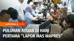 Layanan pengaduan masyarakat Lapor Mas Wapres yang digagas Wakil Presiden, Gibran Rakabuming, menerima puluhan aduan warga di hari pertamanya beroperasi. Mulai dari keluhan biaya sekolah hingga sulitnya mencari pekerjaan untuk anak.