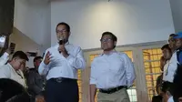 Calon presiden dan calon wakil presiden Anies Baswedan-Muhaimin Iskandar di Rumah Pemenangan AMIN, Jalan Diponegoro, Menteng, Jakarta Pusat, Rabu (14/2/2024). (Liputan6.com/Winda Nelfira)