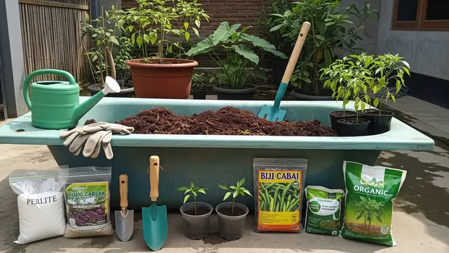 Ide Kebun Cabai dari Bekas Bak Mandi Plastik Tidak Terpakai, Ini Cara Membuatnya