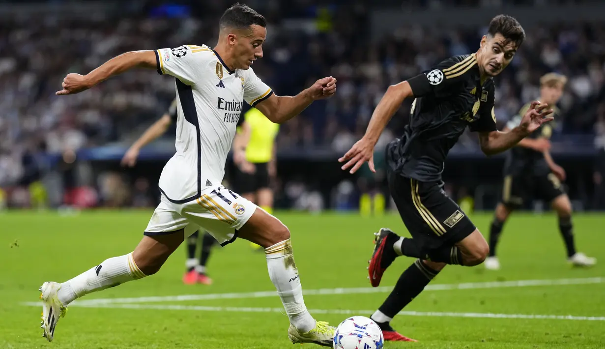 Meski bermain di kandang sendiri di Santiago Bernabeu, Real Madrid sempat kewalahan meladeni perlawanan Union Berlin. (AP Photo/Manu Fernandez)