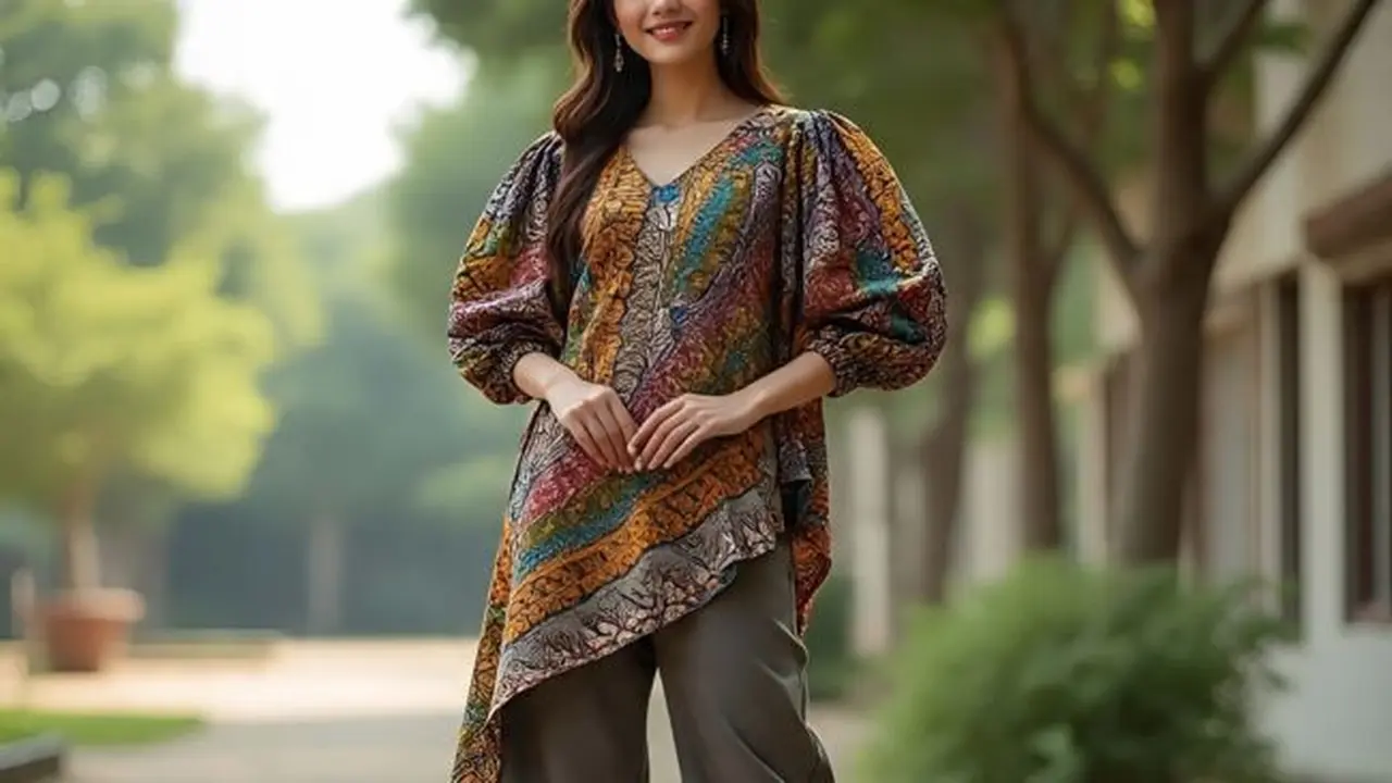 Ilustrasi Blus Panjang Panjang Lengan Puff (Sumber Gambar: Meta AI)