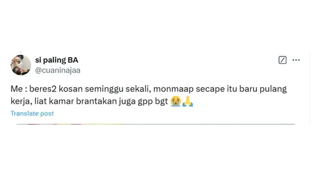 6 Cuitan Netizen Biarkan Kamar Kos Berantakan Ini Relate, Bikin Tepuk Jidat