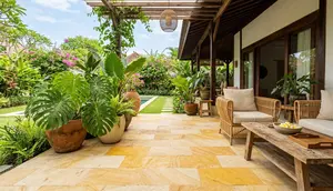 12 Desain Teras Rumah dengan Lantai Batu Alam Minimalis yang Elegan dan Sejuk
