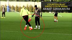 Thibaut Courtois menunjukkan aksi mengagumkan hingga membuat Diego Costa kesal