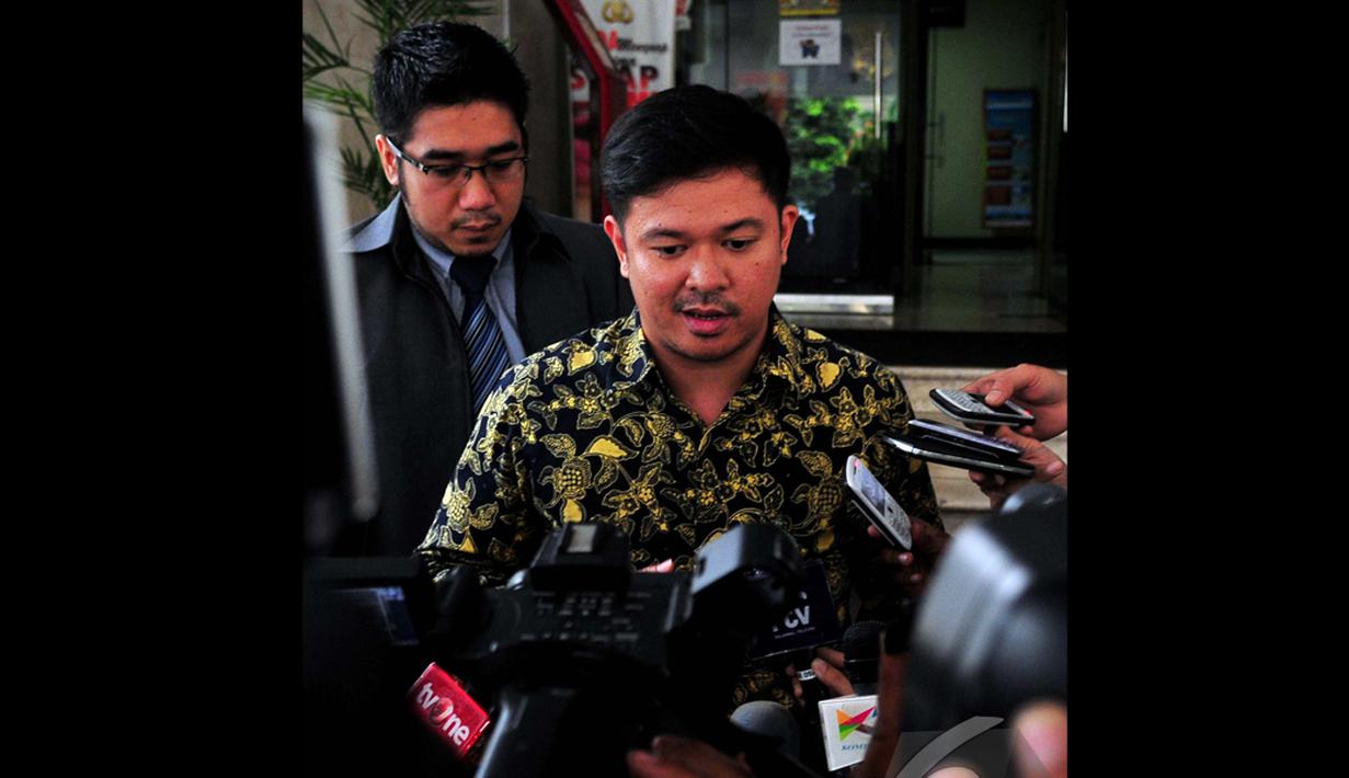 Andreas Nahot Silitonga mennyatakan batal melaporkan Romahurmuziy ke Bareskrim Polri terkait penggunaan foto SDA pada Muktamar Surabaya lalu, Jakarta, Rabu (29/10/2014) (Liputan6.com/Johan Tallo)